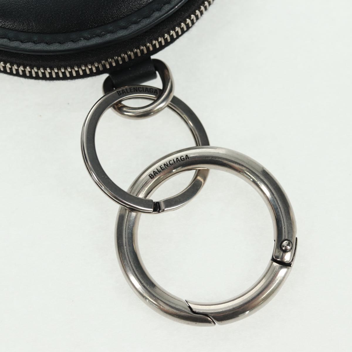 BALENCIAGA Smile Coin Purse Leather Black Silver Auth BA9266V