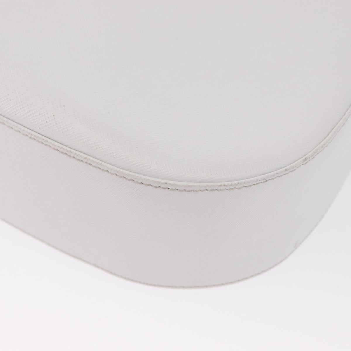 Salvatore Ferragamo Gancini Shoulder Bag Leather White Silver Auth BA9272