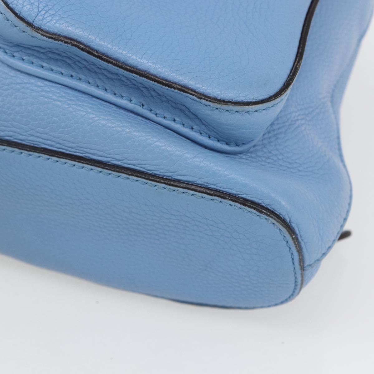 GUCCI Bamboo Backpack Leather Light Blue Silver 370833 Auth BA9273V