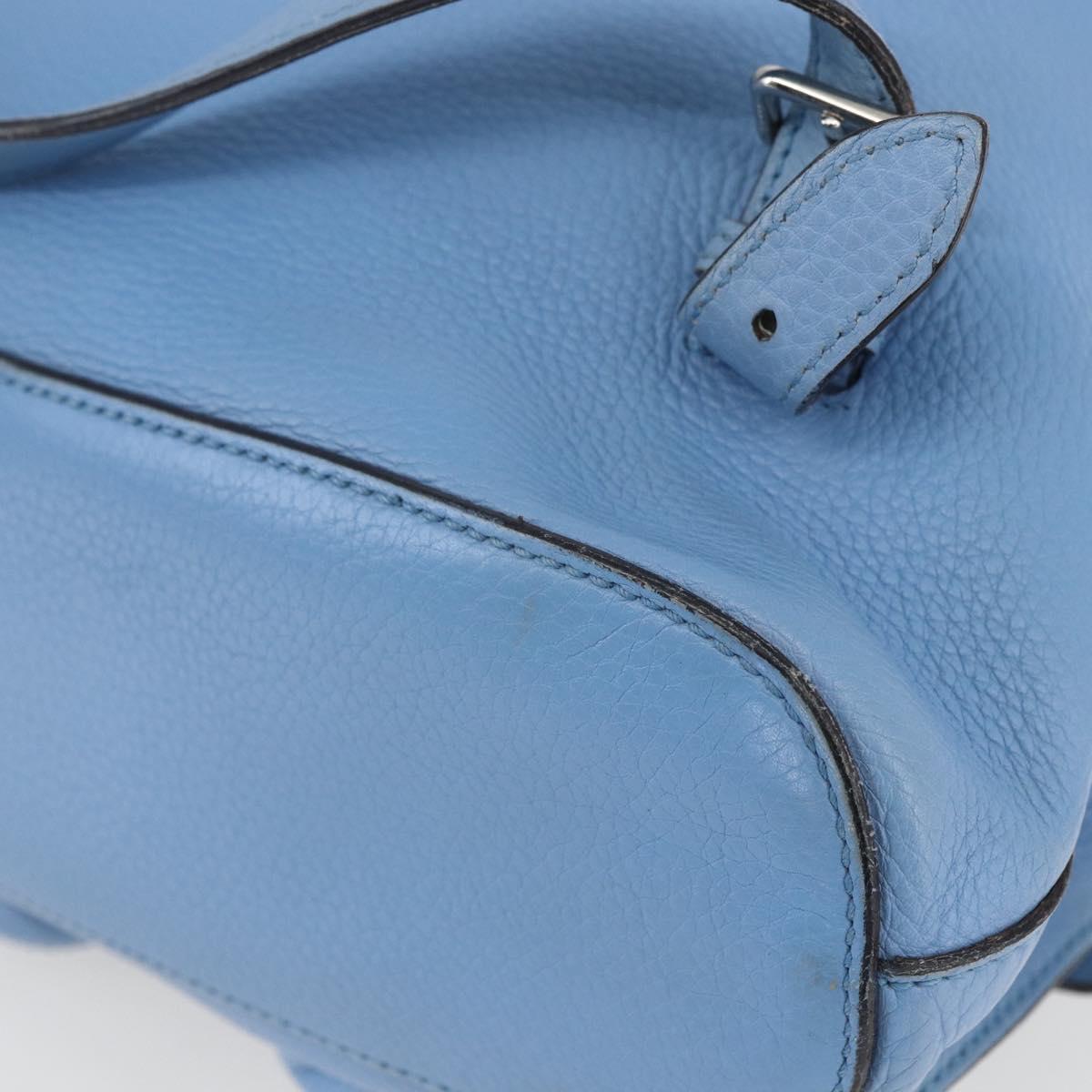 GUCCI Bamboo Backpack Leather Light Blue Silver 370833 Auth BA9273V