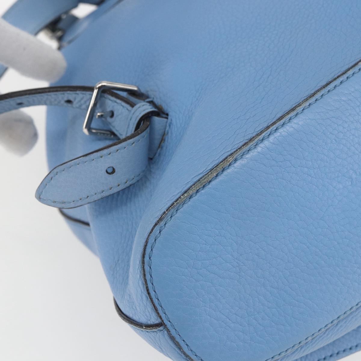 GUCCI Bamboo Backpack Leather Light Blue Silver 370833 Auth BA9273V