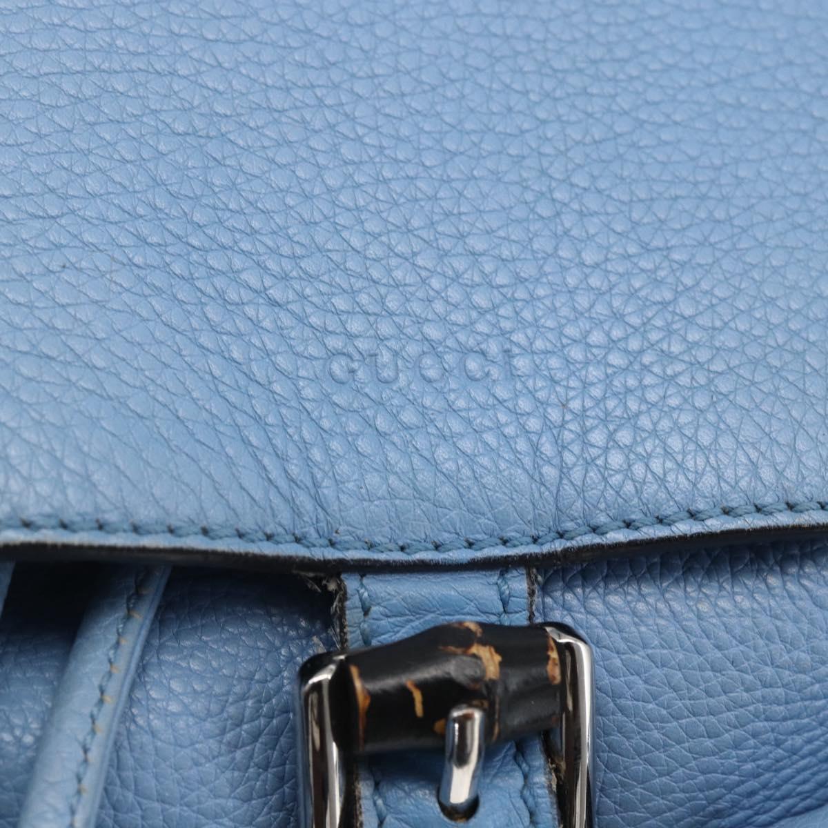 GUCCI Bamboo Backpack Leather Light Blue Silver 370833 Auth BA9273V