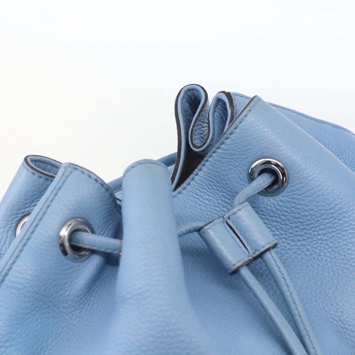 GUCCI Bamboo Backpack Leather Light Blue Silver 370833 Auth BA9273V