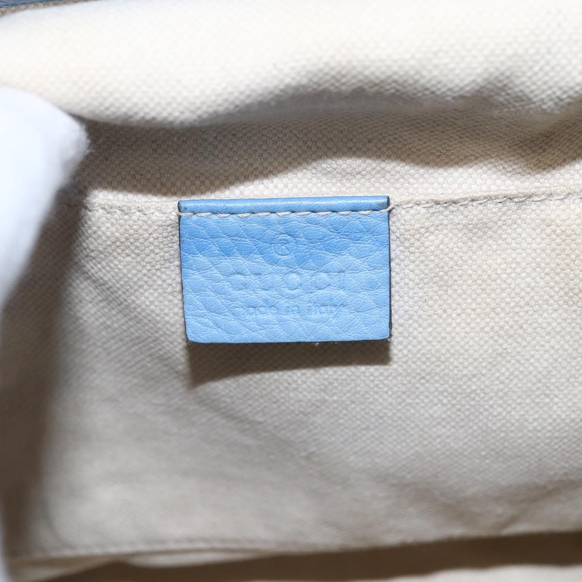 GUCCI Bamboo Backpack Leather Light Blue Silver 370833 Auth BA9273V