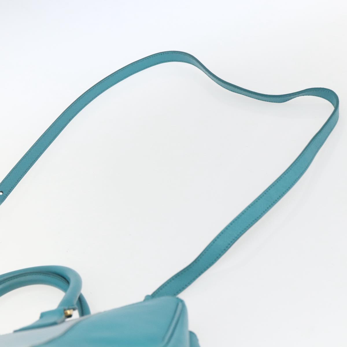 PRADA Hand Bag Safiano leather 2way Green Gold Auth BA9274V
