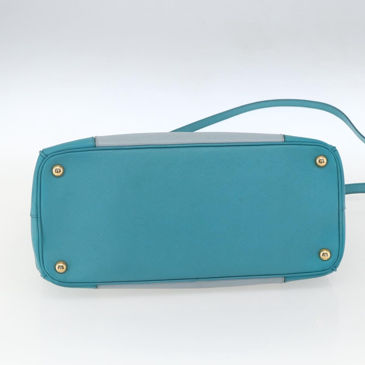 PRADA Hand Bag Safiano leather 2way Green Gold Auth BA9274V
