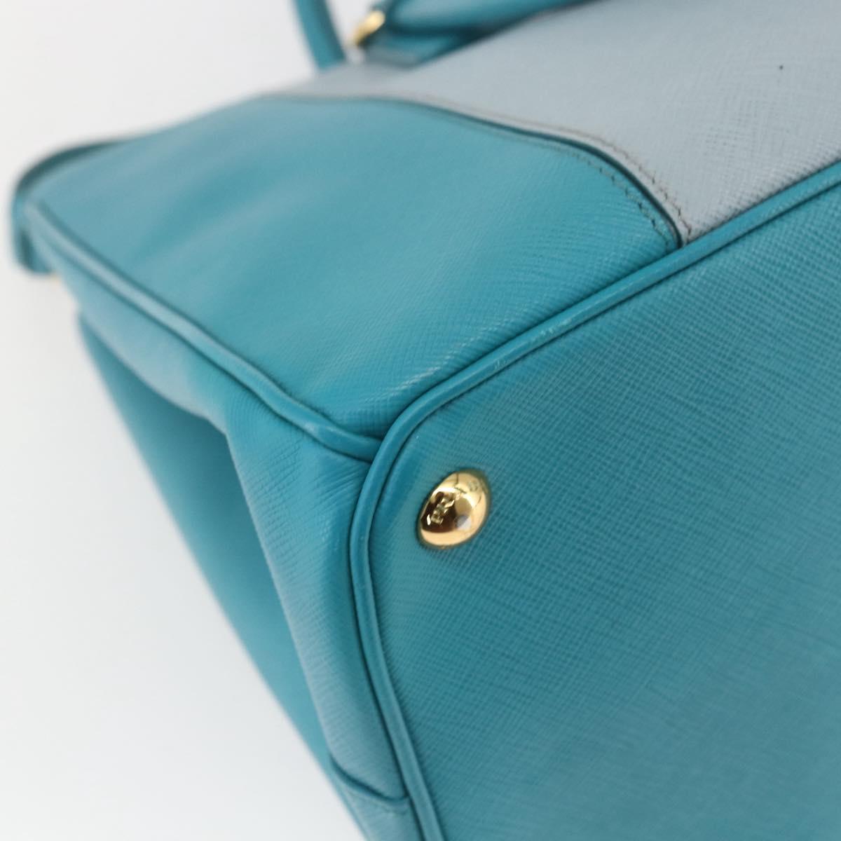 PRADA Hand Bag Safiano leather 2way Green Gold Auth BA9274V