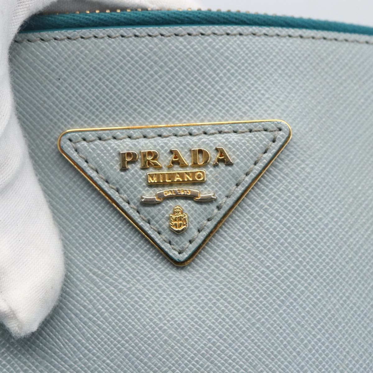 PRADA Hand Bag Safiano leather 2way Green Gold Auth BA9274V