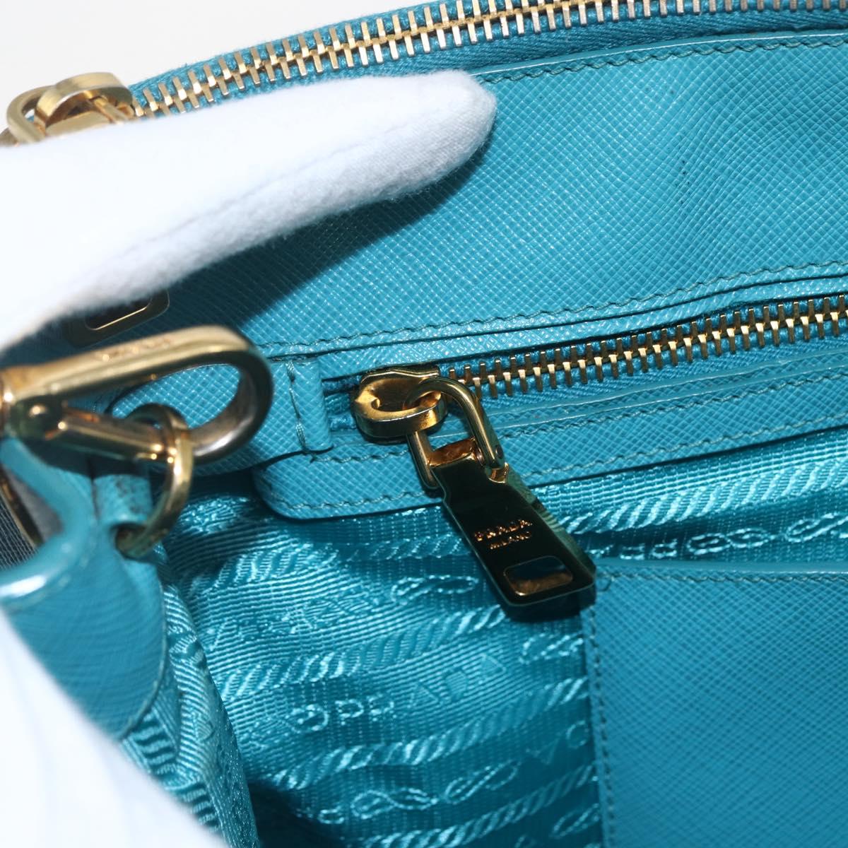 PRADA Hand Bag Safiano leather 2way Green Gold Auth BA9274V