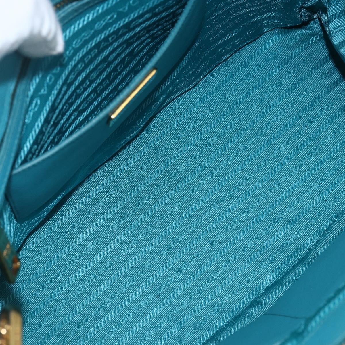 PRADA Hand Bag Safiano leather 2way Green Gold Auth BA9274V