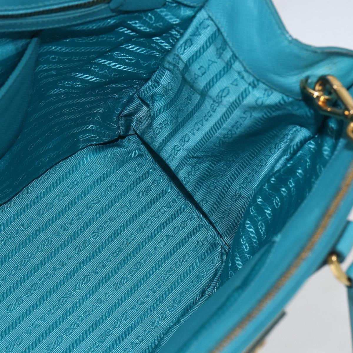 PRADA Hand Bag Safiano leather 2way Green Gold Auth BA9274V