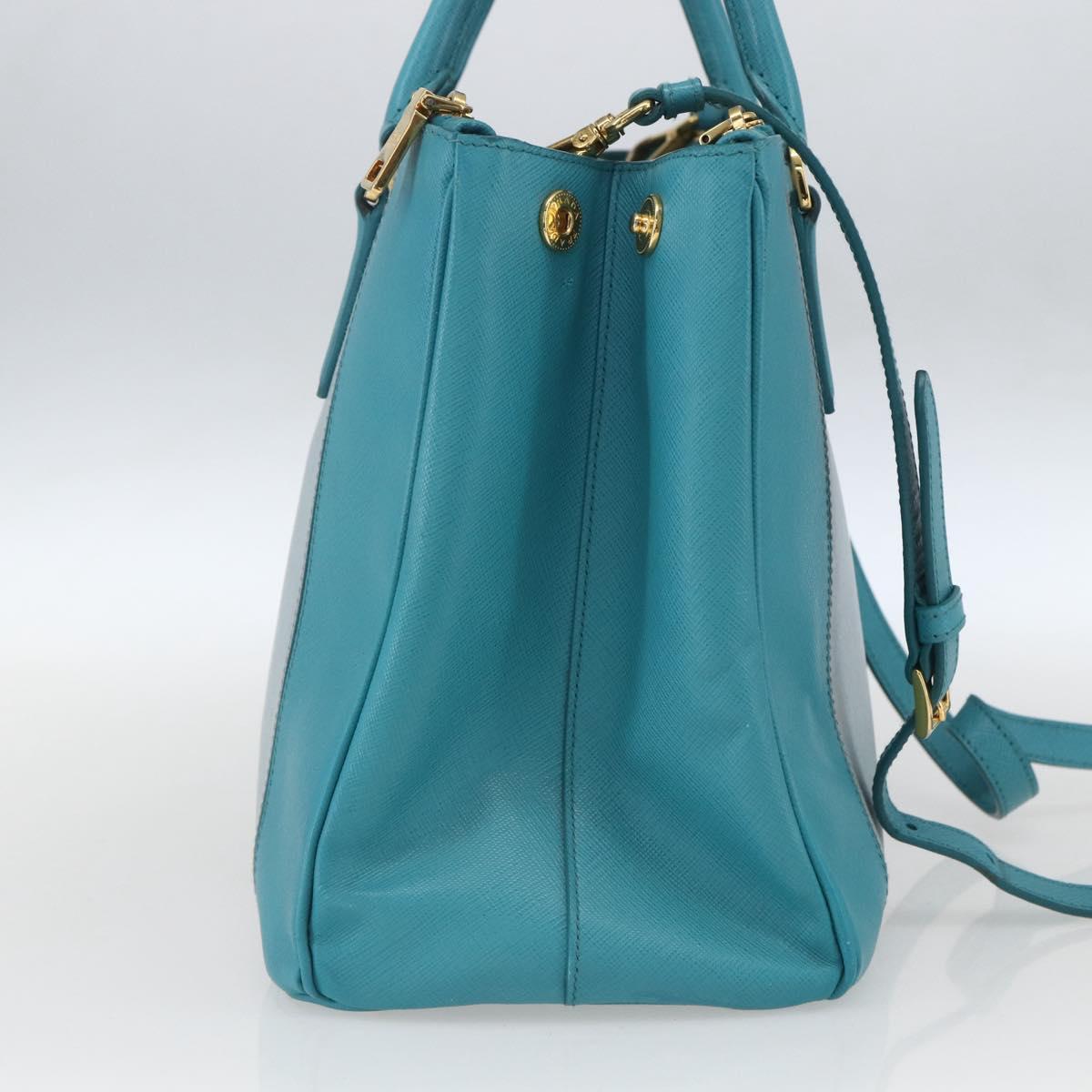 PRADA Hand Bag Safiano leather 2way Green Gold Auth BA9274V