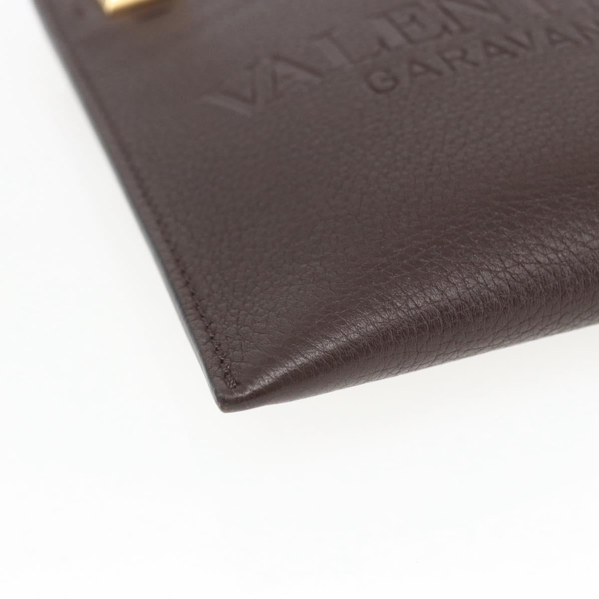 VALENTINO Shoulder Bag Leather Brown Gold Auth BA9280V