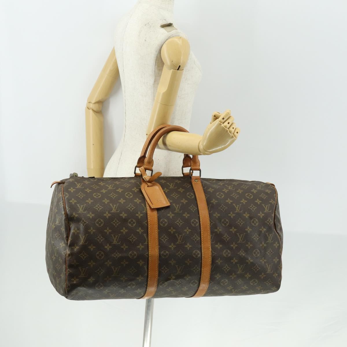 LOUIS VUITTON Monogram Keepall 55 Boston Bag M41424 LV Auth BA9282
