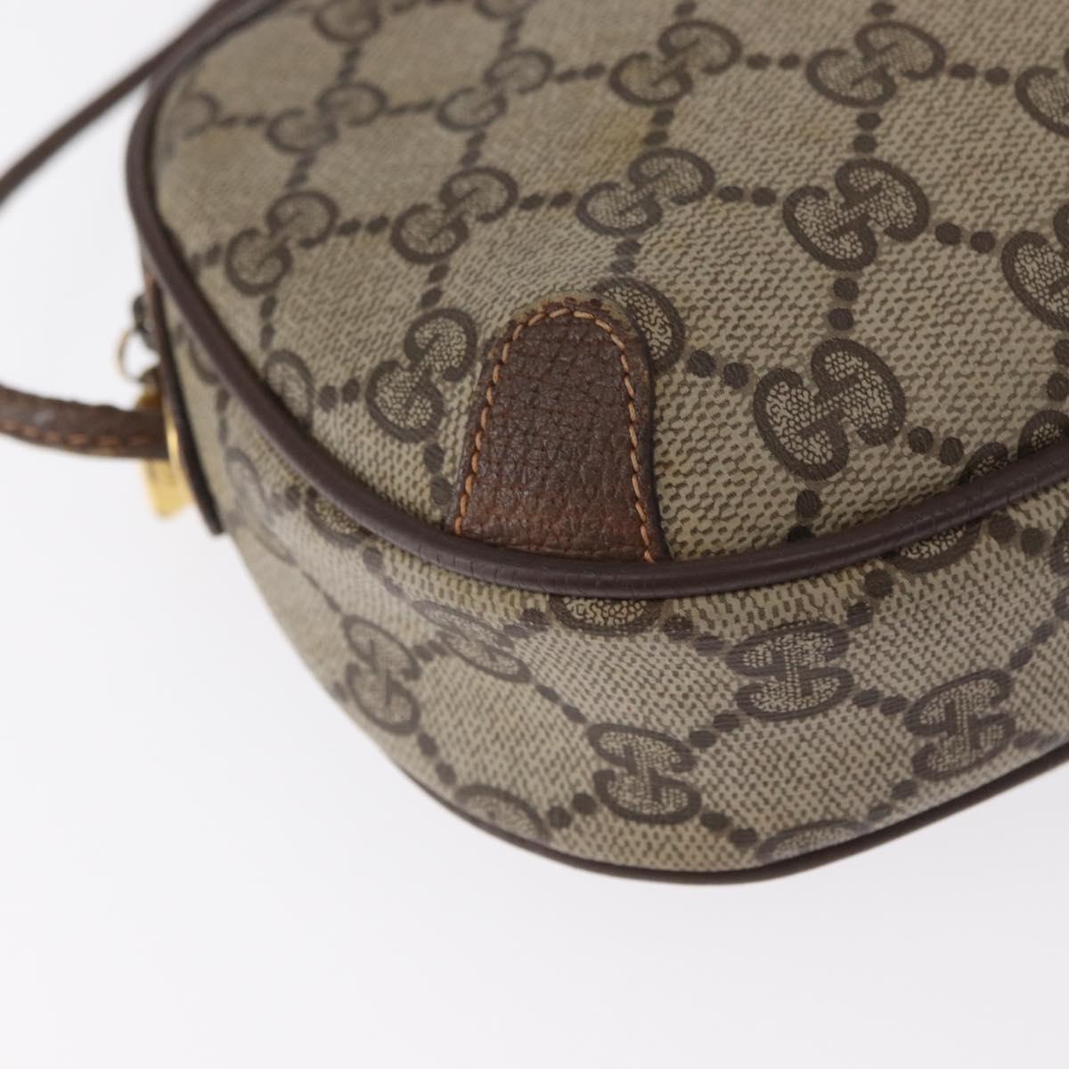 GUCCI GG Supreme Web Sherry Line Bag PVC Beige Gold 156 02 066 Auth BA9285