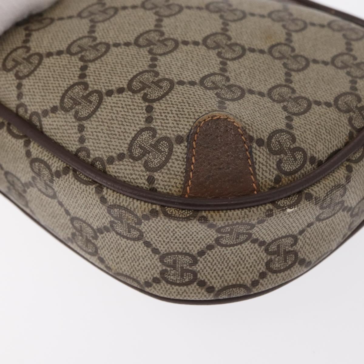 GUCCI GG Supreme Web Sherry Line Bag PVC Beige Gold 156 02 066 Auth BA9285