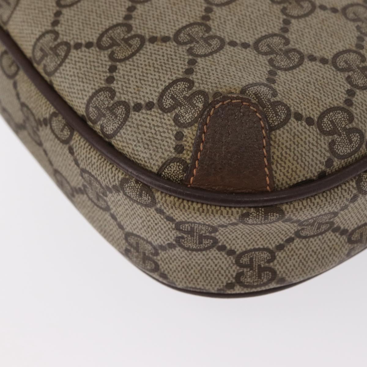 GUCCI GG Supreme Web Sherry Line Bag PVC Beige Gold 156 02 066 Auth BA9285