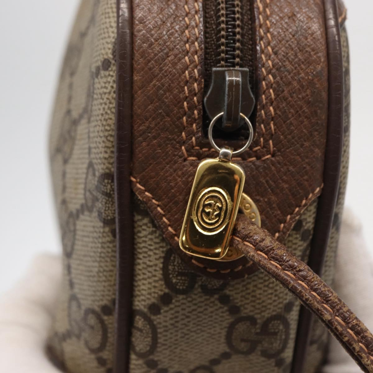 GUCCI GG Supreme Web Sherry Line Bag PVC Beige Gold 156 02 066 Auth BA9285