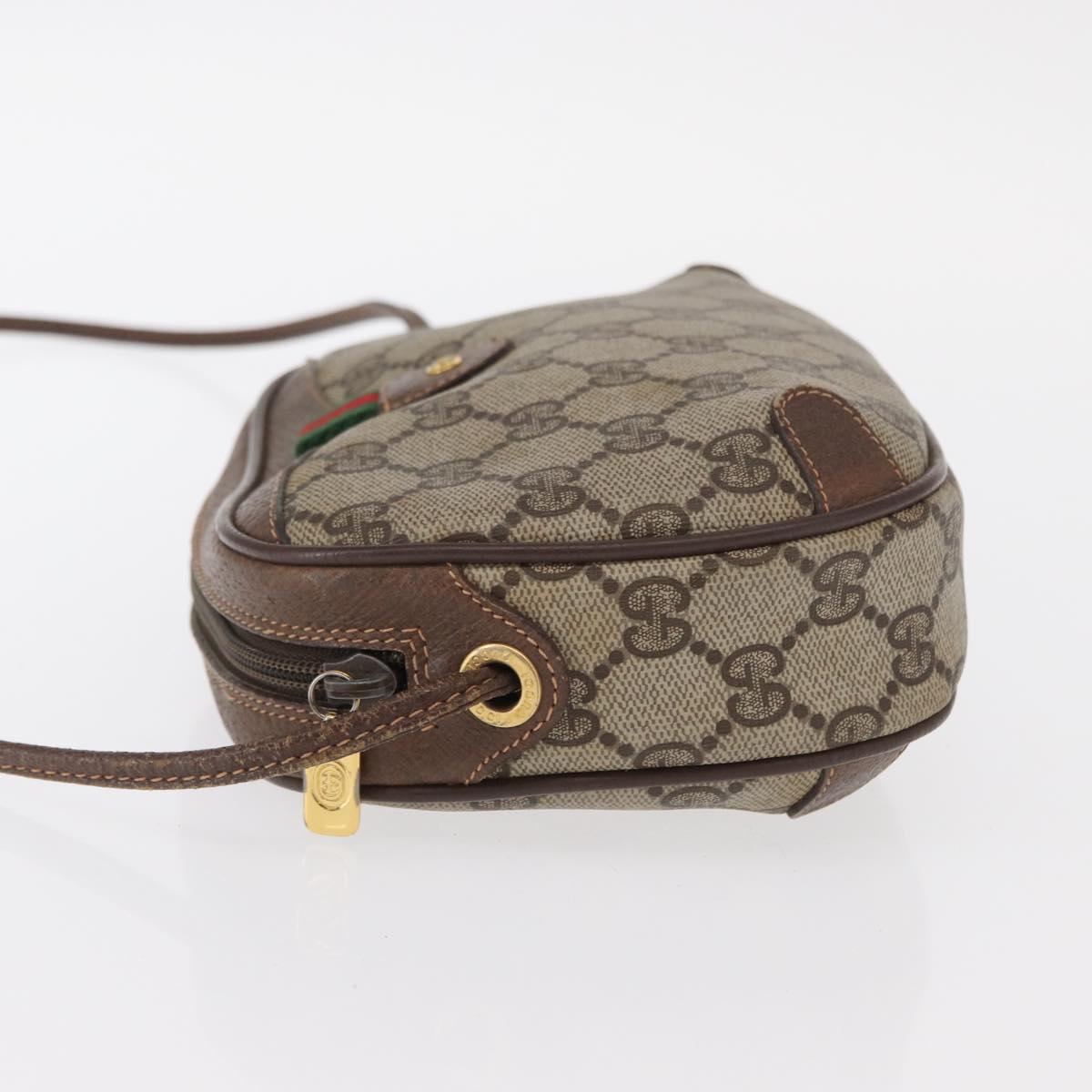 GUCCI GG Supreme Web Sherry Line Bag PVC Beige Gold 156 02 066 Auth BA9285