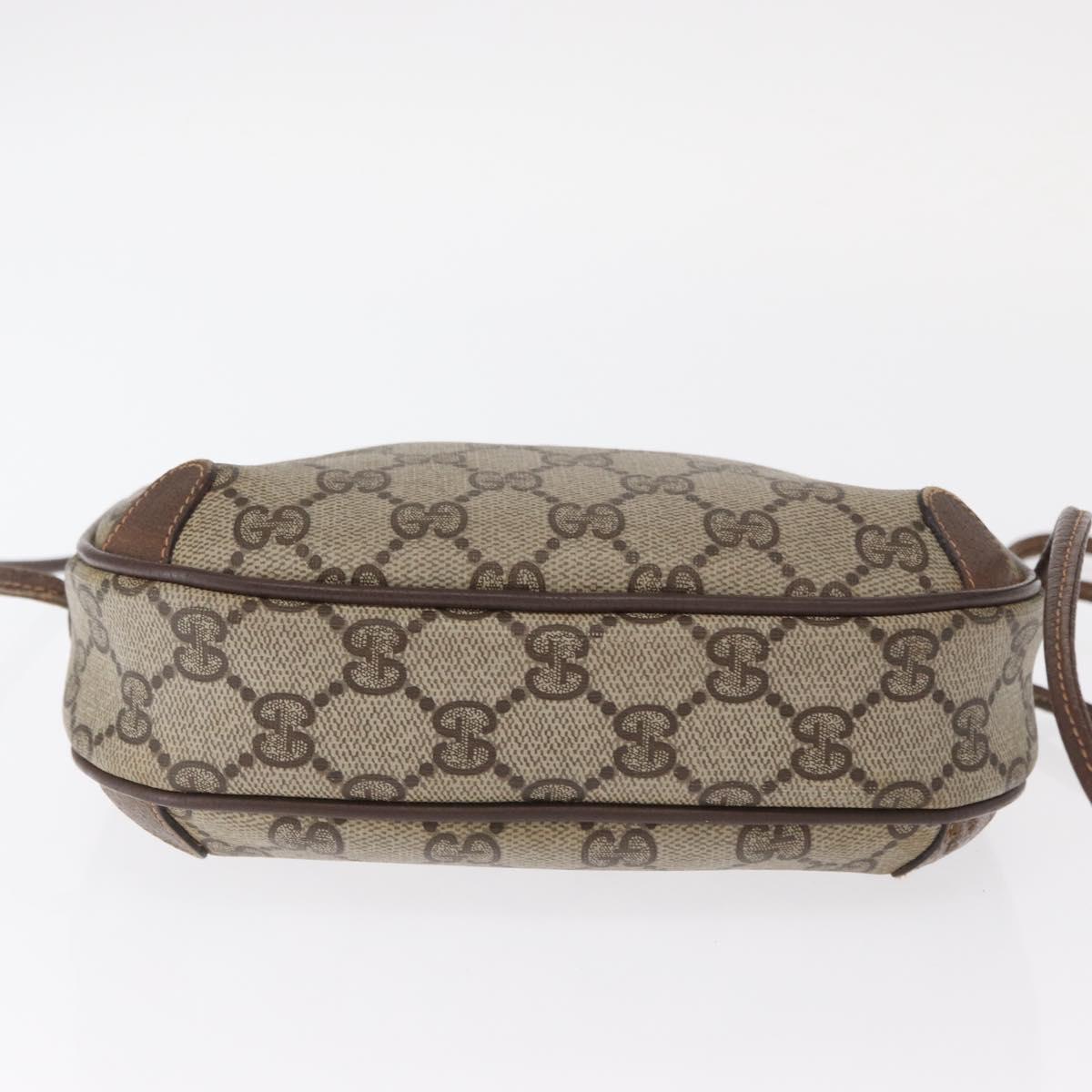 GUCCI GG Supreme Web Sherry Line Bag PVC Beige Gold 156 02 066 Auth BA9285