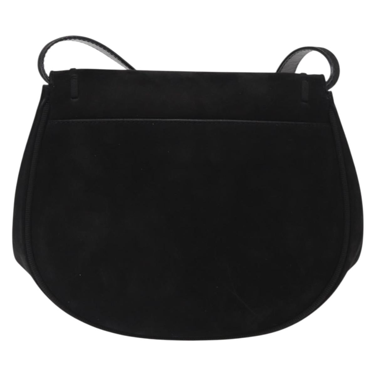 Salvatore Ferragamo Vala Shoulder Bag Suede Black Gold Auth BA9286