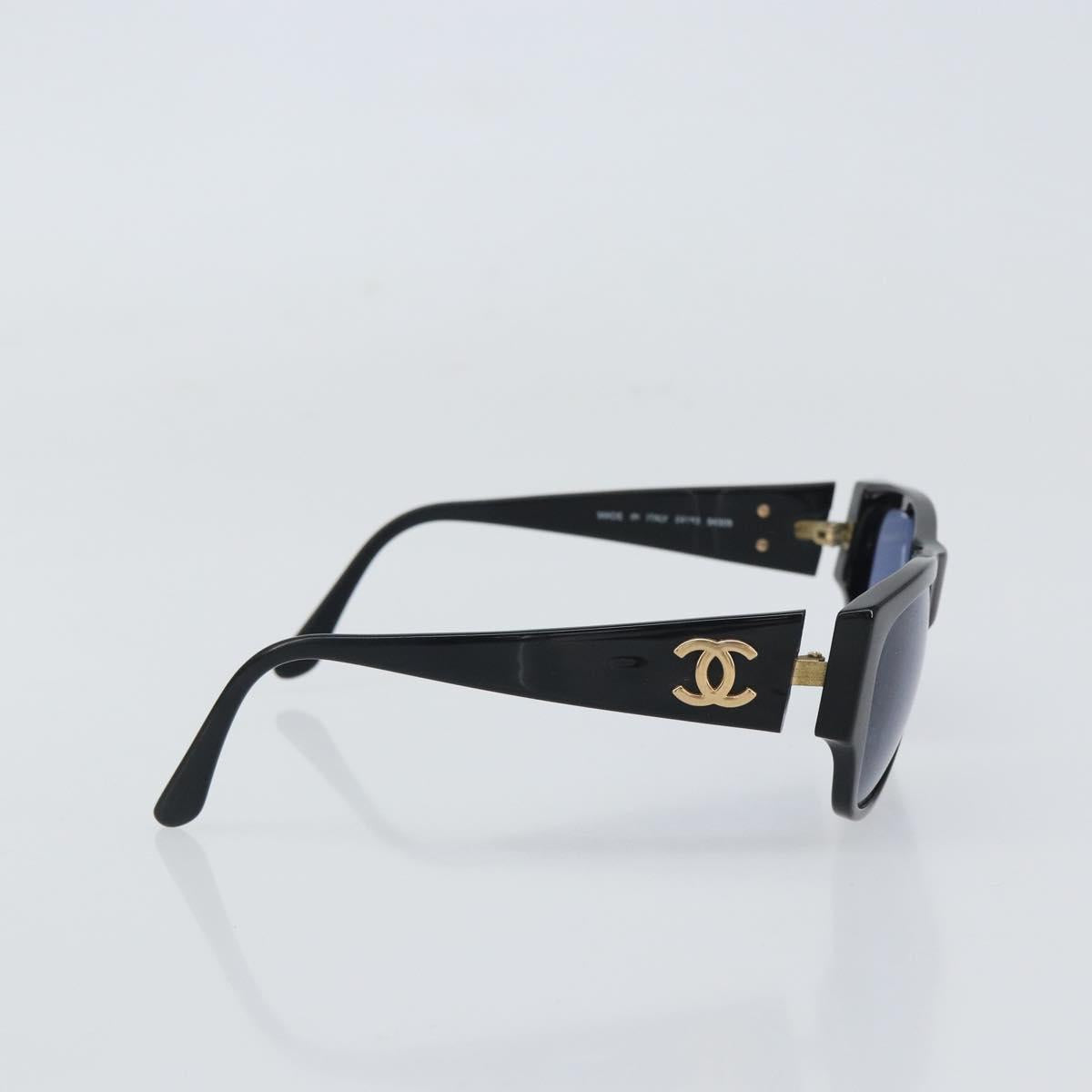 CHANEL COCO Mark Sunglasses plastic Black CC Auth BA9291