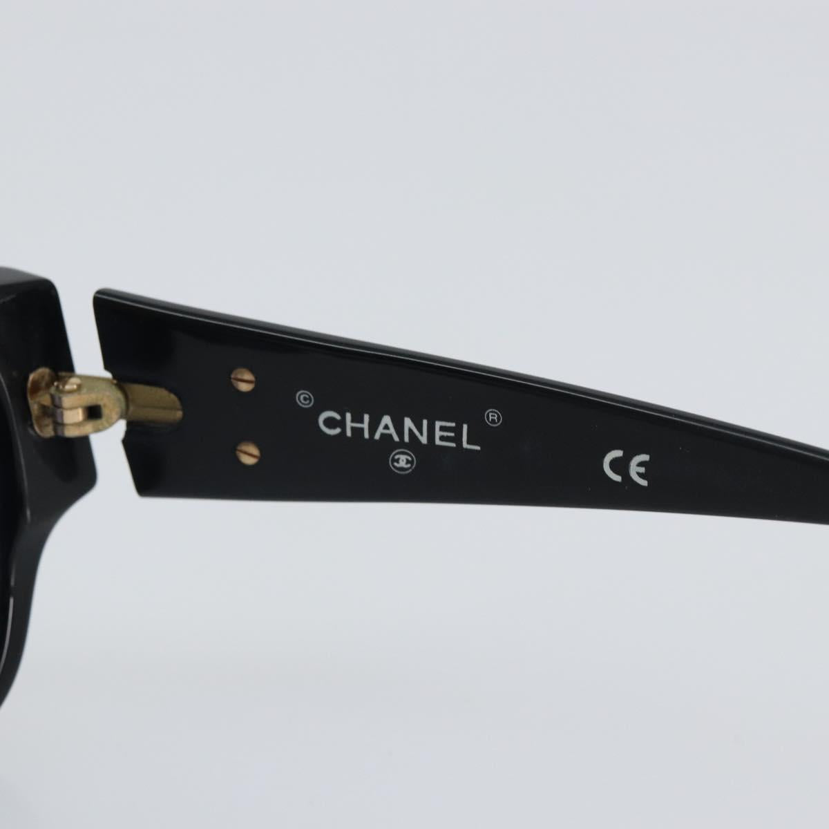 CHANEL COCO Mark Sunglasses plastic Black CC Auth BA9291