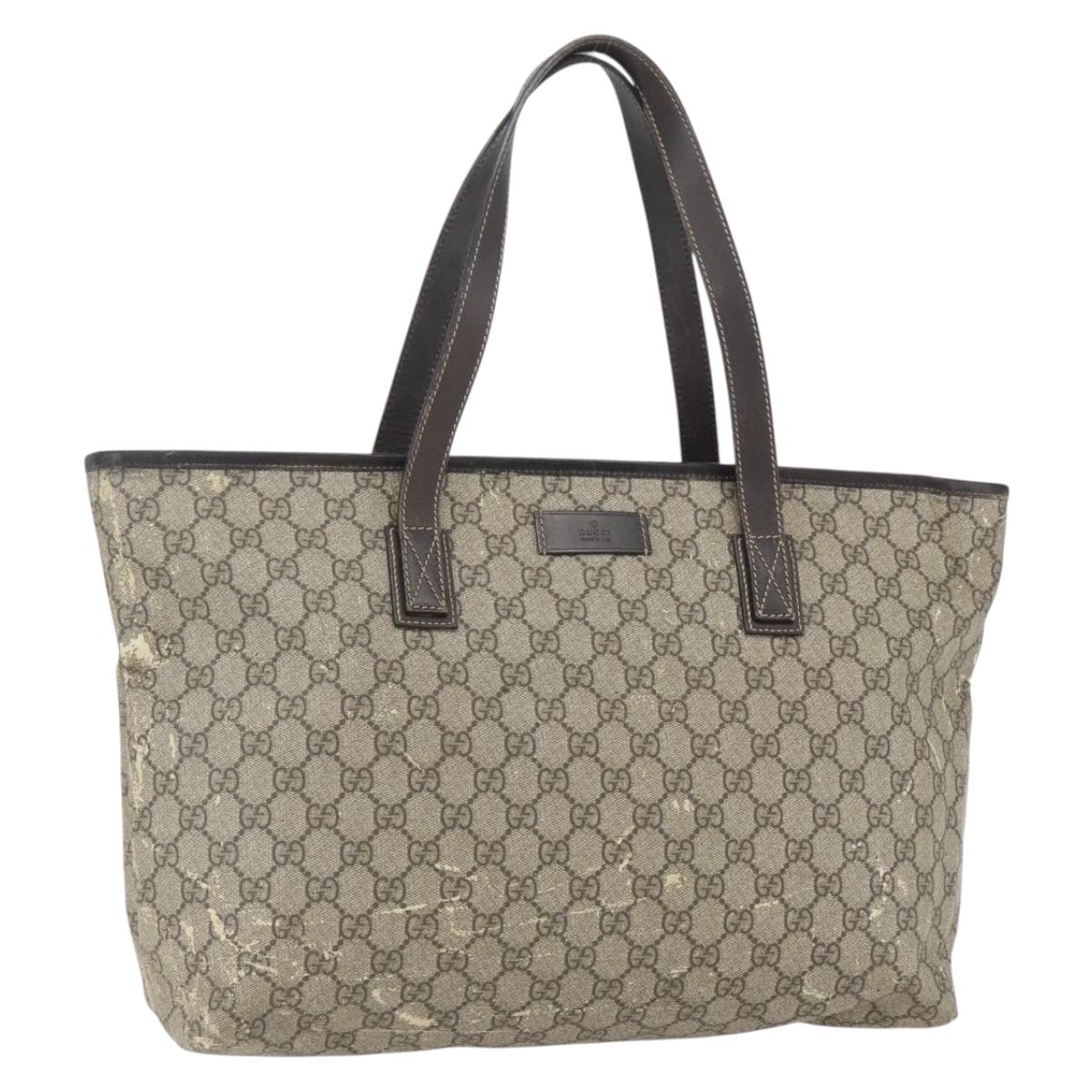 GUCCI GG Supreme Tote Bag PVC Beige 211137 Auth BA9292
