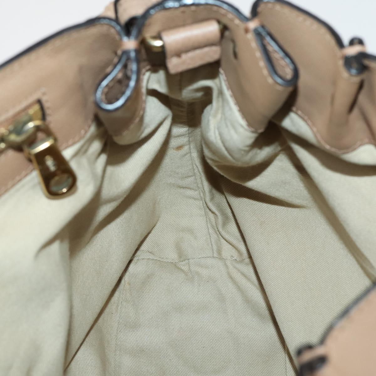 Chloe Elsie Hand Bag Leather 2way Beige Gold Auth BA9293