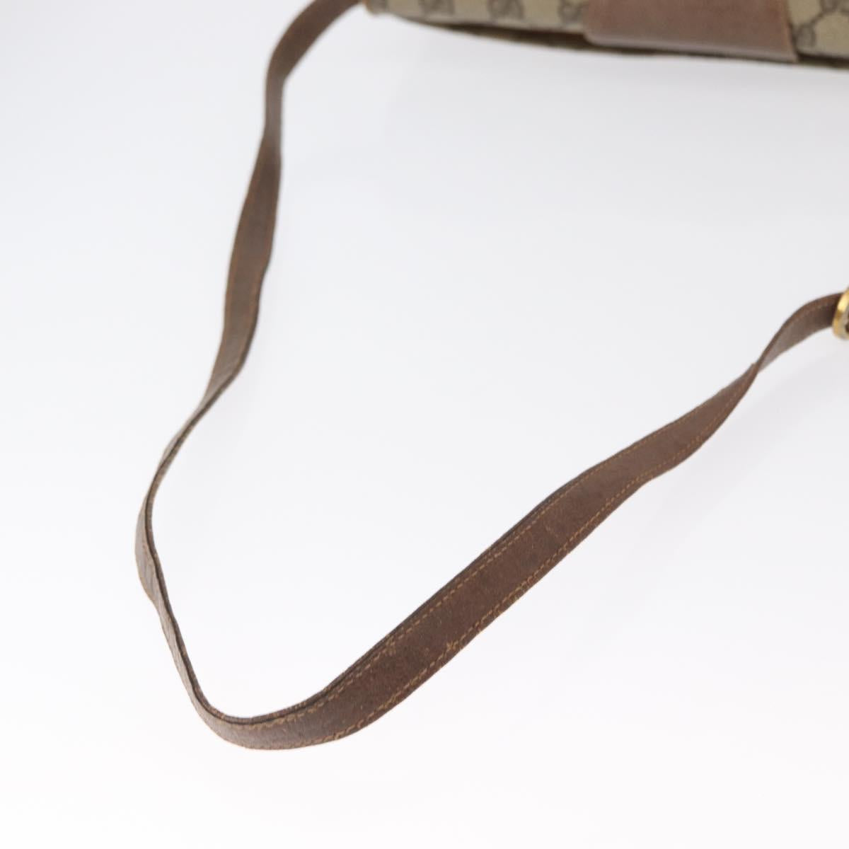 GUCCI GG Supreme Shoulder Bag PVC Beige Gold Auth BA9294