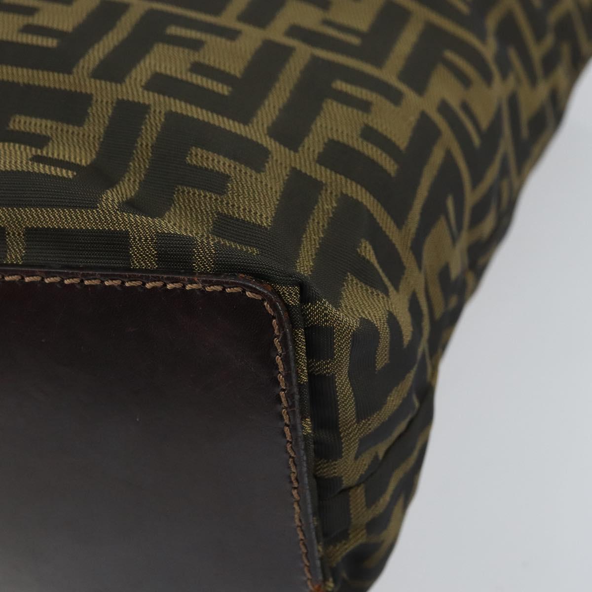 FENDI Zucca Canvas Hand Bag Brown Black Auth BA9302