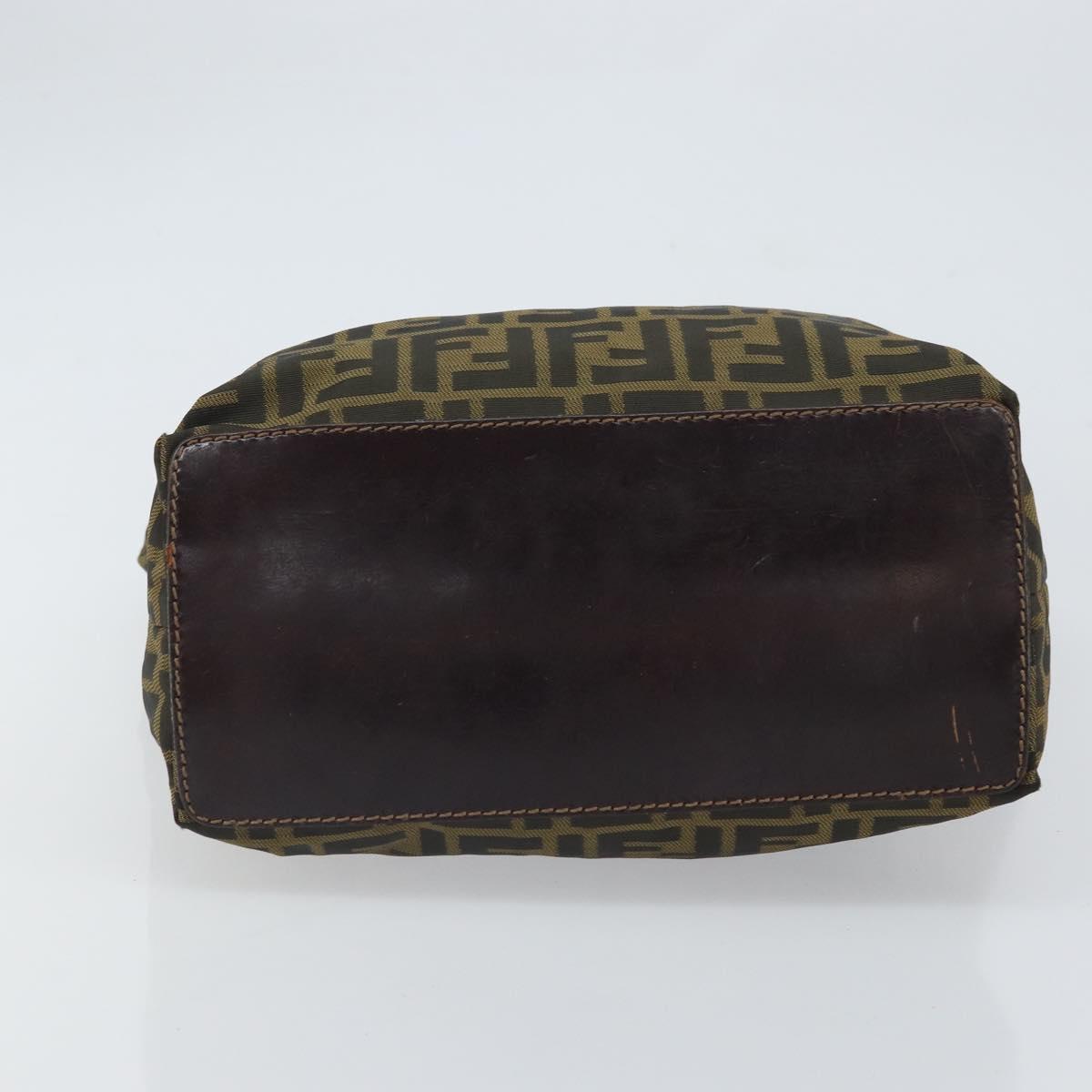 FENDI Zucca Canvas Hand Bag Brown Black Auth BA9302