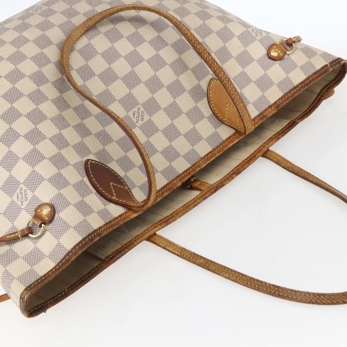 LOUIS VUITTON Damier Azur Neverfull MM Tote Bag N41605 LV Auth BA9303
