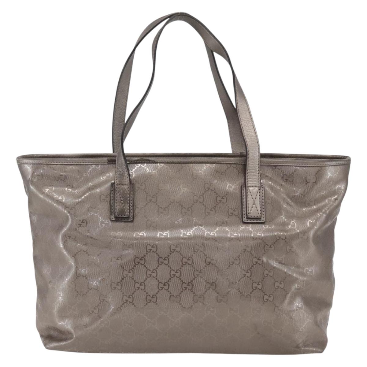 GUCCI GG implementation Tote Bag PVC Silver 211137 Auth BA9306