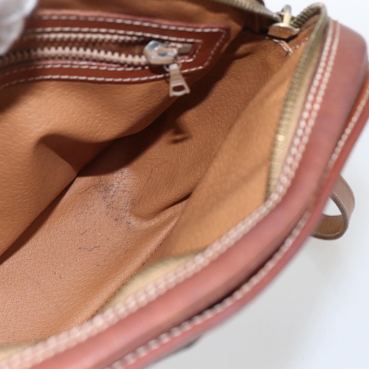 CELINE Macadam Canvas Shoulder Bag PVC Leather Brown Gold Auth BA9314