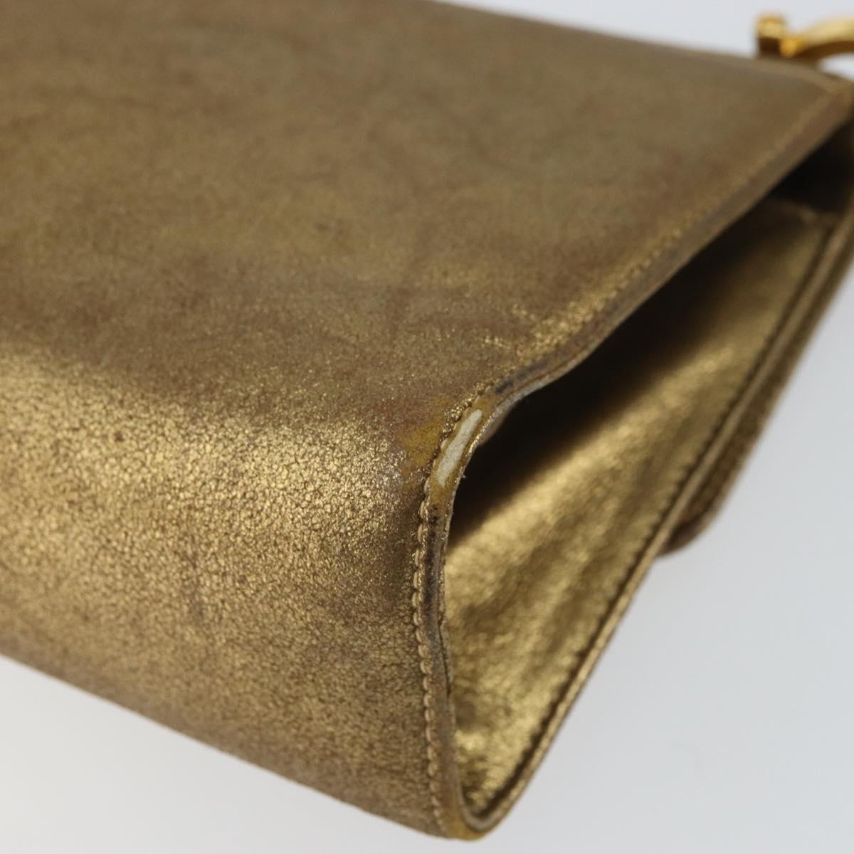 Salvatore Ferragamo Gancini Shoulder Bag Leather Gold Tone Auth BA9316