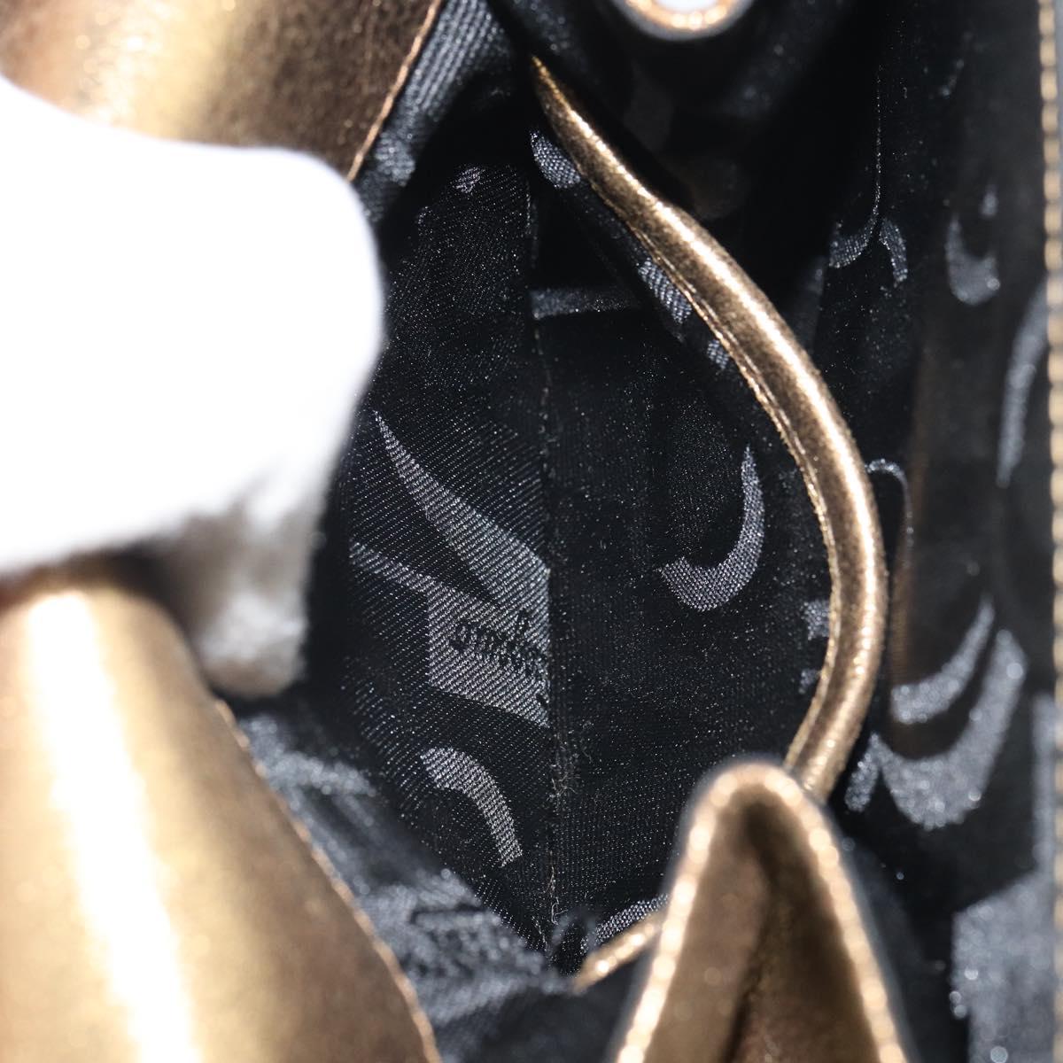 Salvatore Ferragamo Gancini Shoulder Bag Leather Gold Tone Auth BA9316