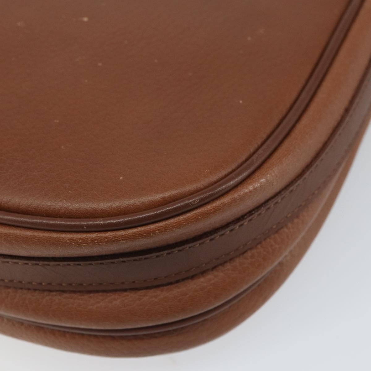 Burberrys Shoulder Bag Leather Brown Gold Auth BA9317