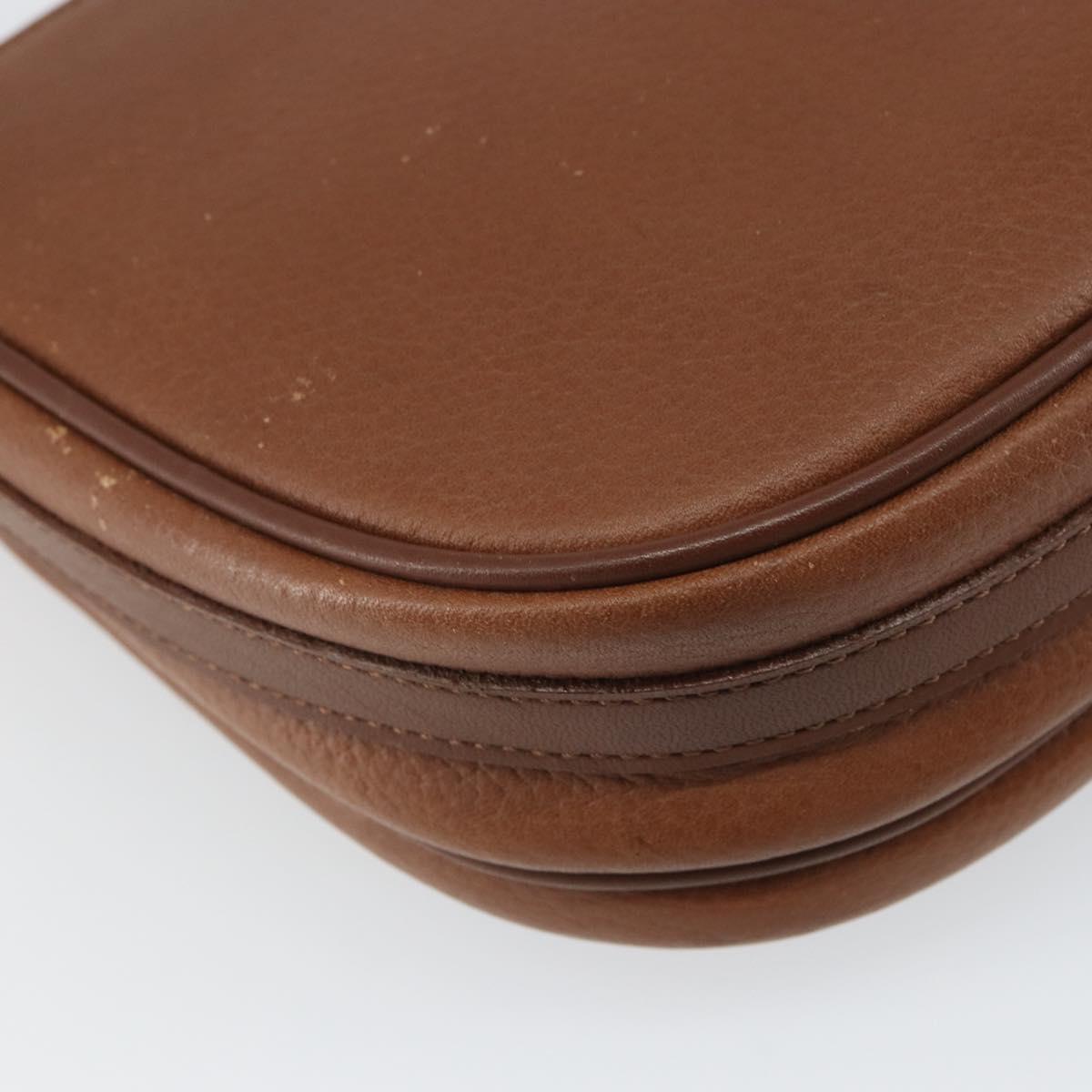 Burberrys Shoulder Bag Leather Brown Gold Auth BA9317