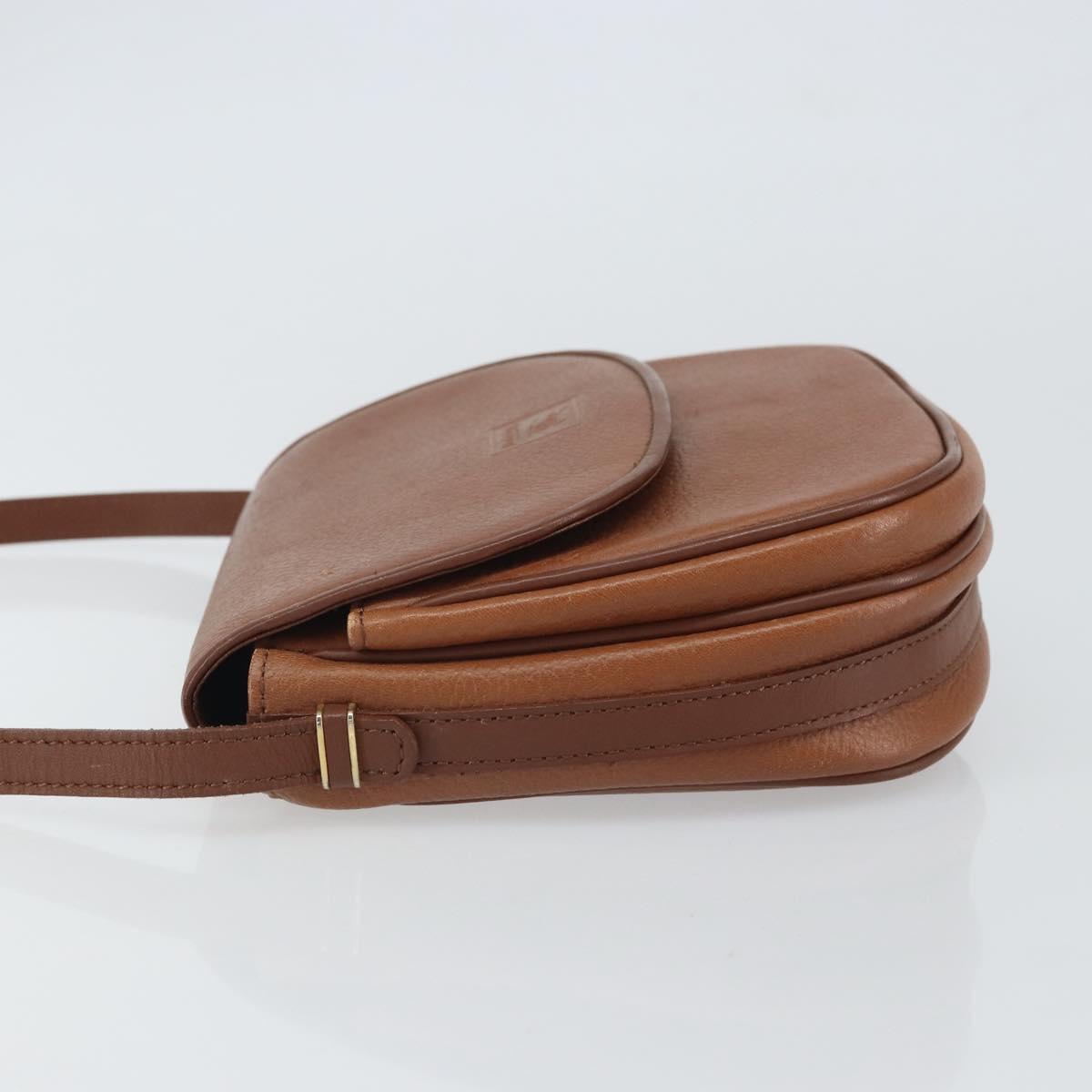 Burberrys Shoulder Bag Leather Brown Gold Auth BA9317
