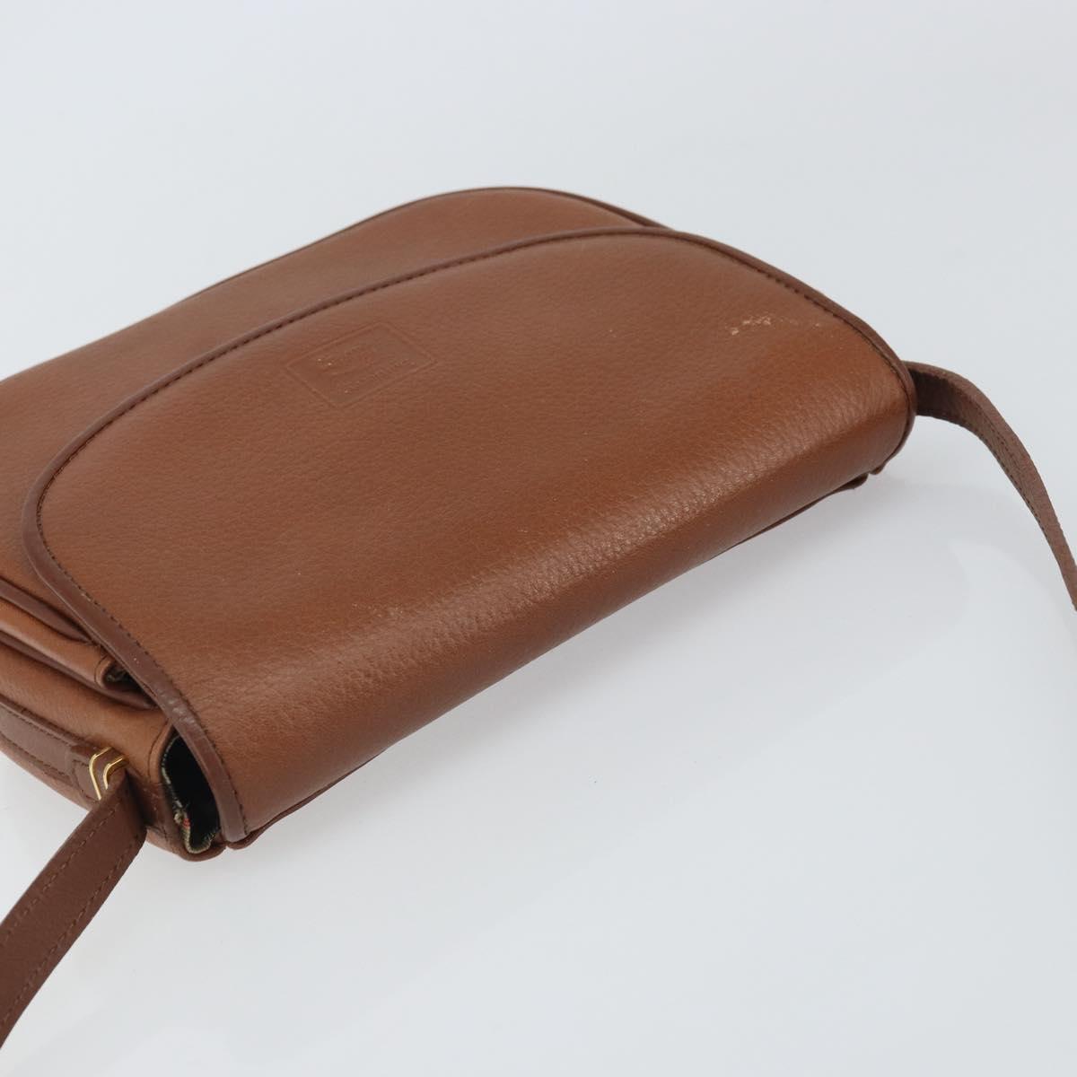 Burberrys Shoulder Bag Leather Brown Gold Auth BA9317