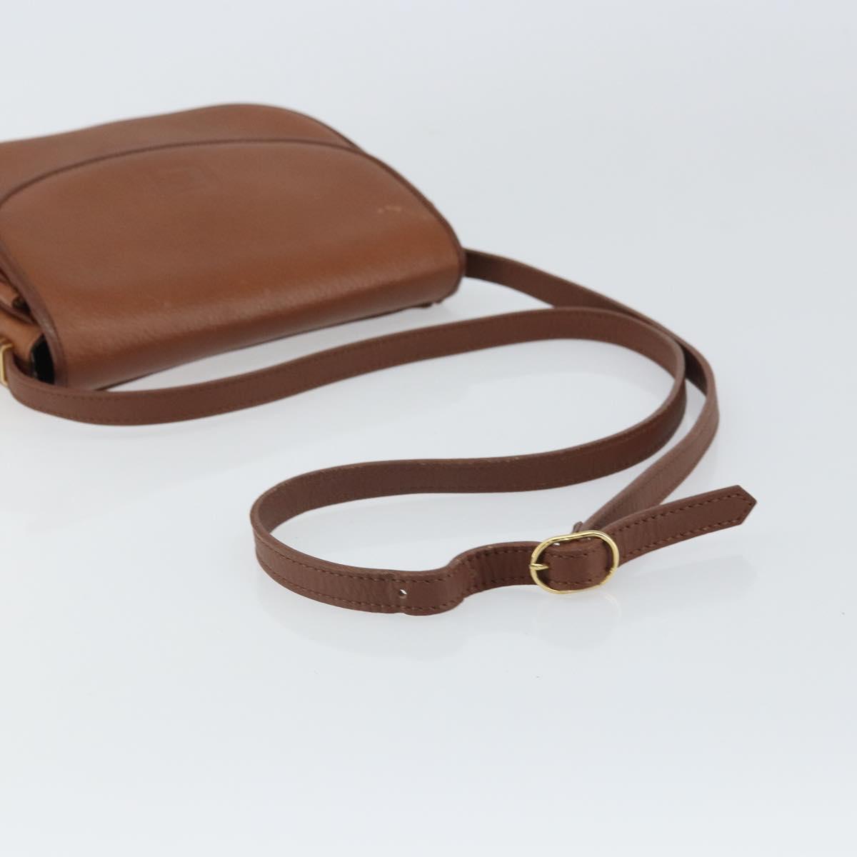 Burberrys Shoulder Bag Leather Brown Gold Auth BA9317