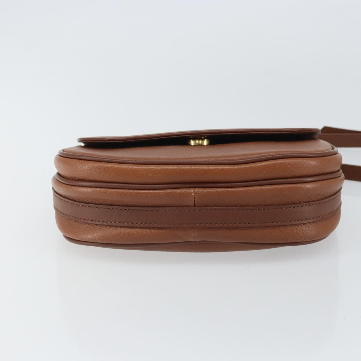 Burberrys Shoulder Bag Leather Brown Gold Auth BA9317