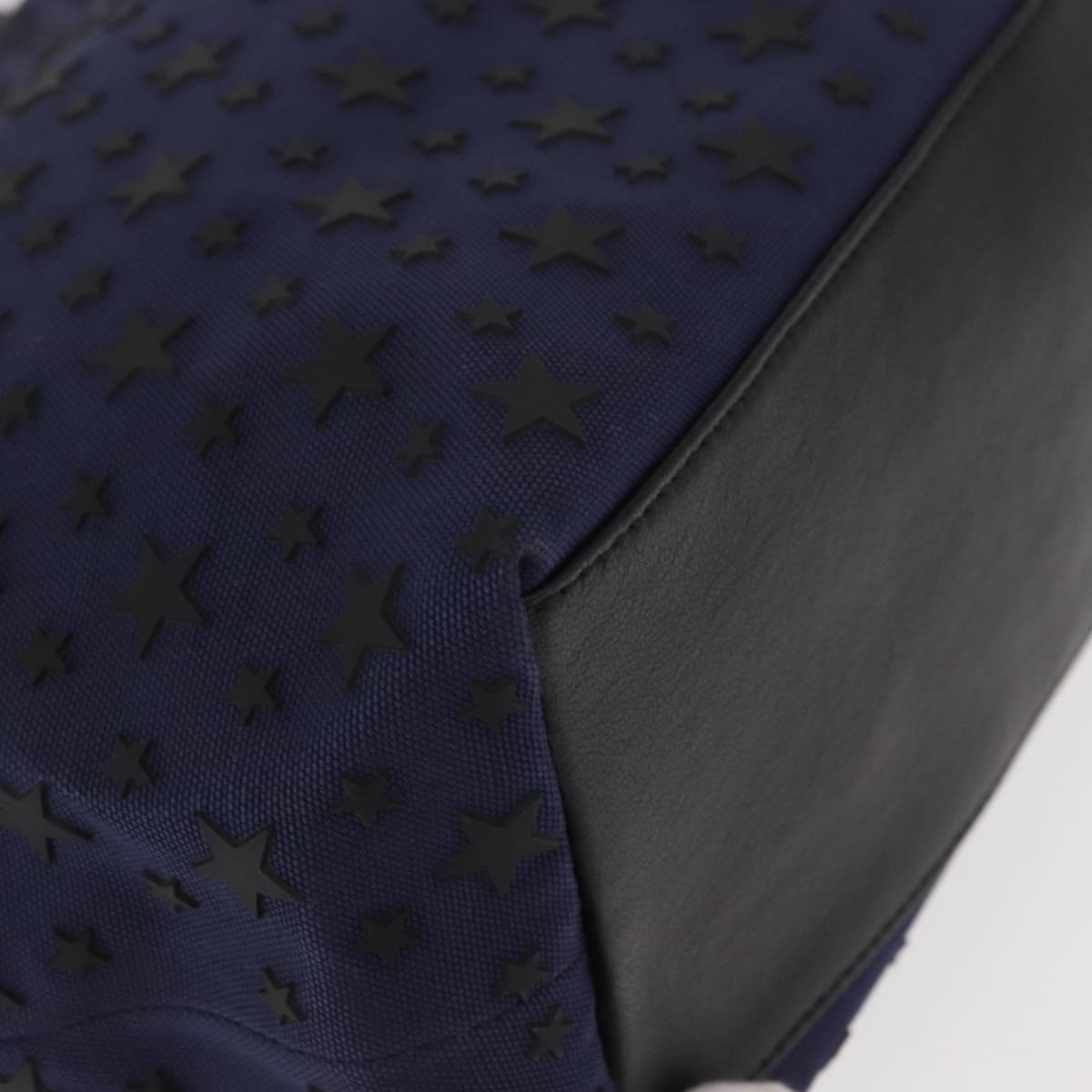 Jimmy Choo Sophia S Tote Bag Canvas Navy Silver Auth BA9319