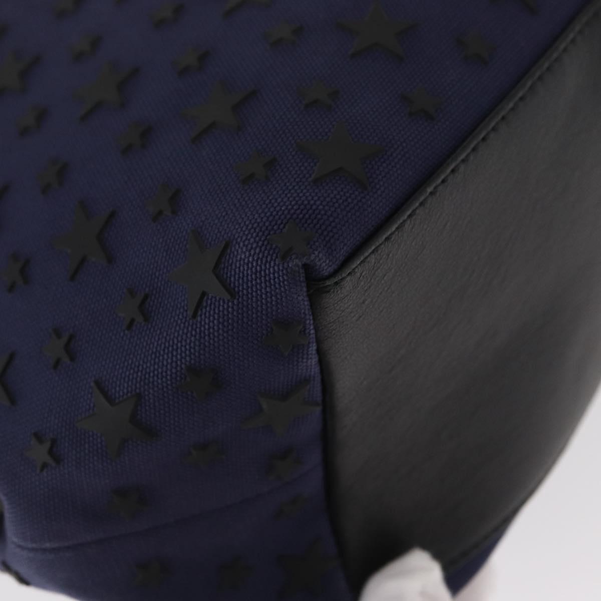 Jimmy Choo Sophia S Tote Bag Canvas Navy Silver Auth BA9319