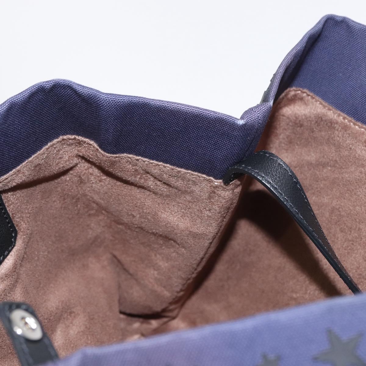 Jimmy Choo Sophia S Tote Bag Canvas Navy Silver Auth BA9319