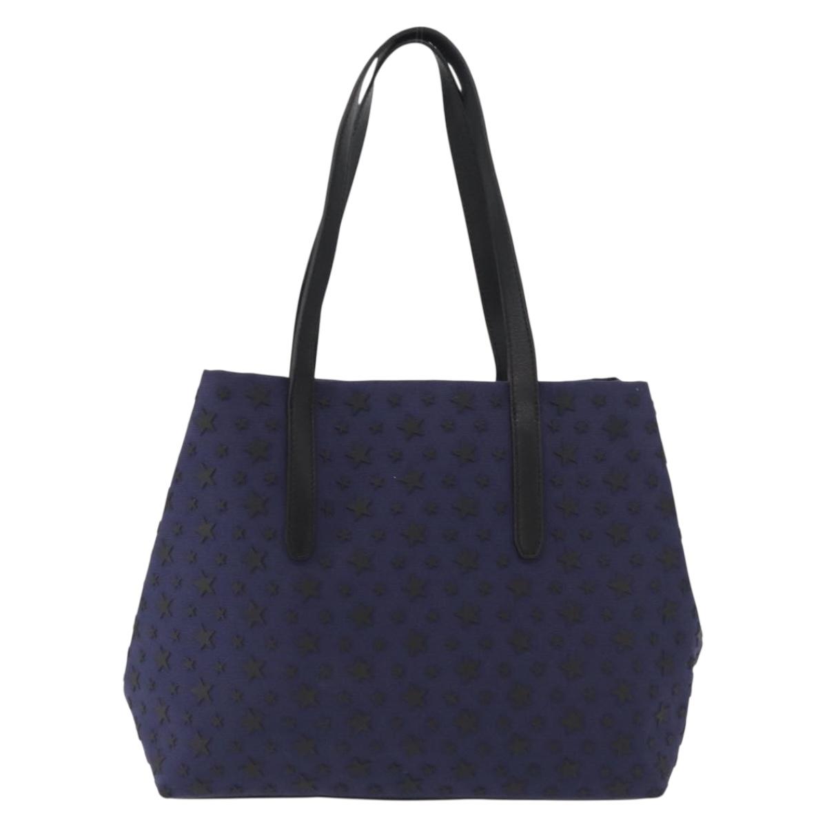 Jimmy Choo Sophia S Tote Bag Canvas Navy Silver Auth BA9319