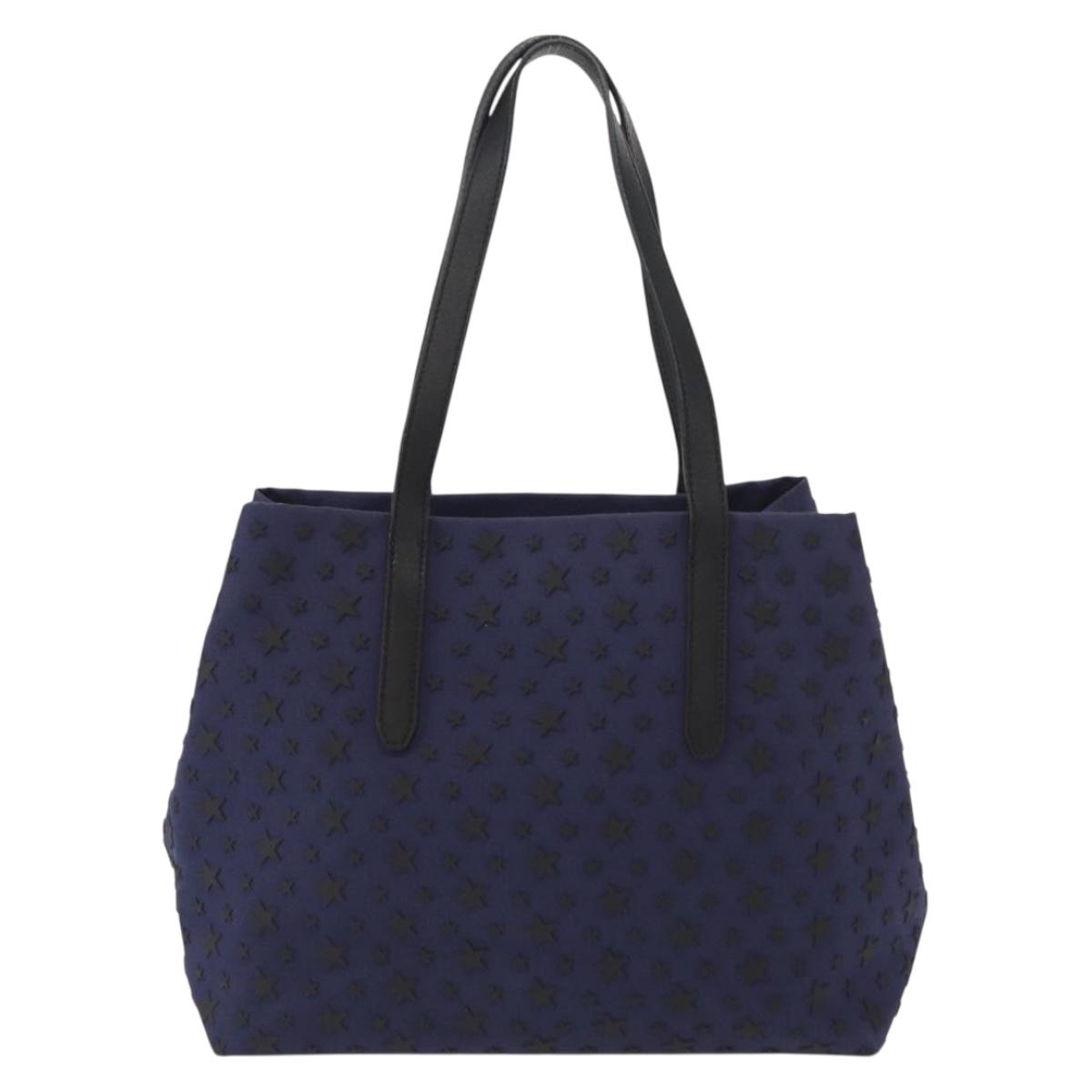 Jimmy Choo Sophia S Tote Bag Canvas Navy Silver Auth BA9319