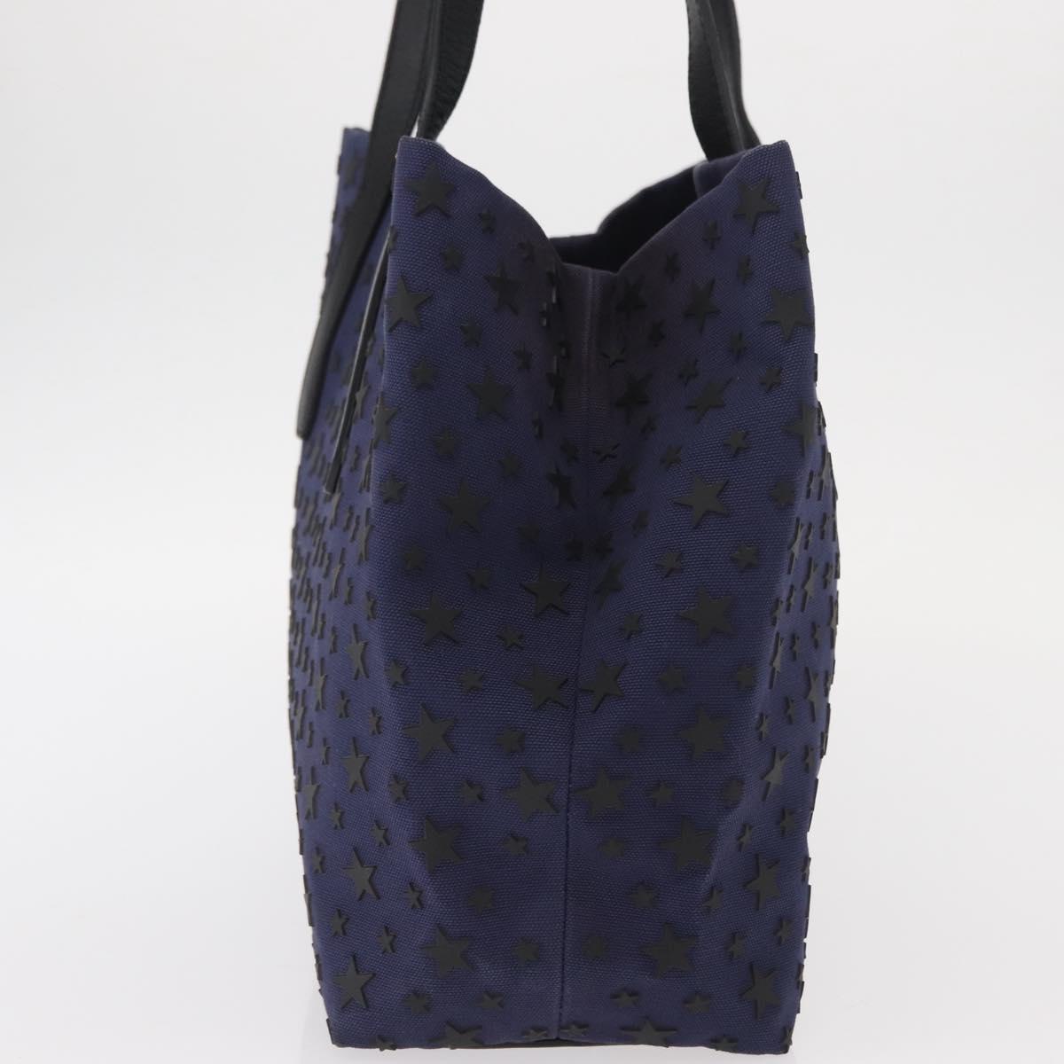 Jimmy Choo Sophia S Tote Bag Canvas Navy Silver Auth BA9319