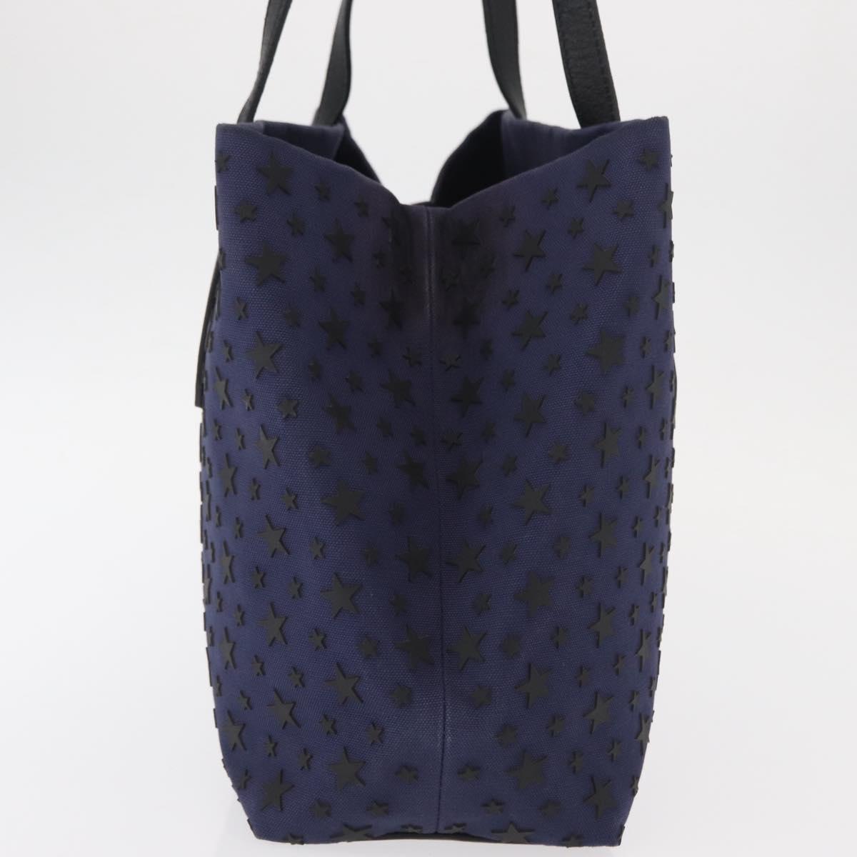 Jimmy Choo Sophia S Tote Bag Canvas Navy Silver Auth BA9319